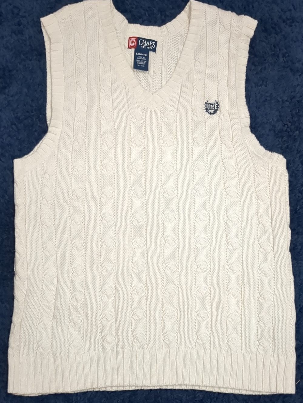 Chaps White Cable-Knit V-Neck Sweater Vest